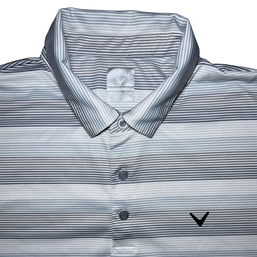 Callaway Opti-Dri Golf Polo Short Sleeve Shirt Mens XL Gray Striped Top